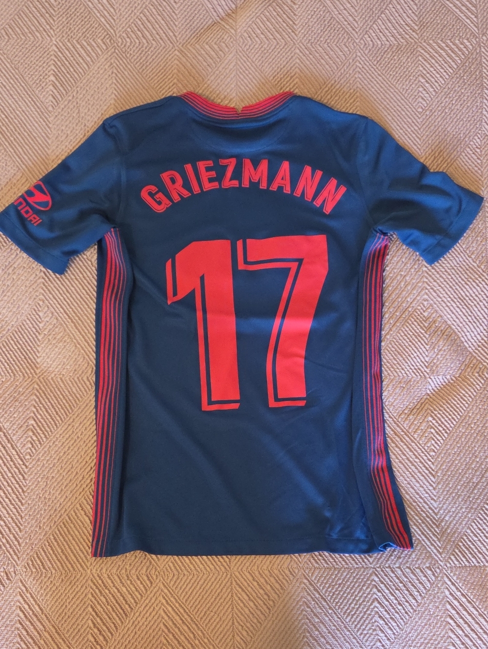 Nike Youth Griezmann #17 Navy and Red Soccer Jersey